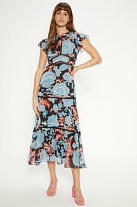 Spring floral print midi dress by Oasis