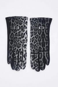 Grey leopard print gloves