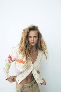 Colour block knit jacket by Zara