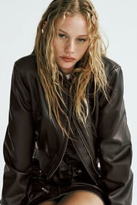 Zara faux leather bomber jkt