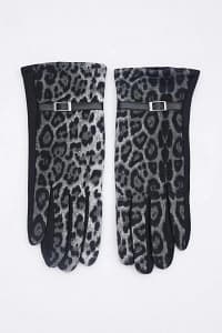 Grey leopard print gloves 