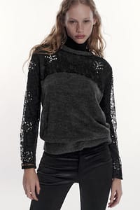 Lace & sequin sweater by Zara