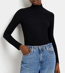 Black turtleneck long sleeve top capsule wardrobe