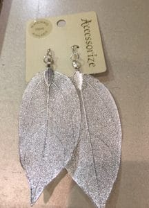 Silver leaf, earrings, Accessorize
