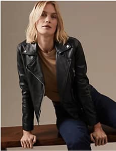Iconic leather biker jacket by M&S