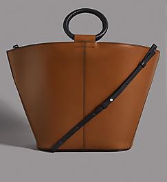 Leather round handle tote bag by M&S