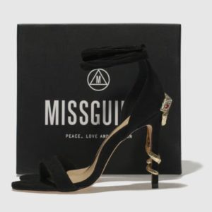 Missguided Black & Gold Barely There Snake High Heels