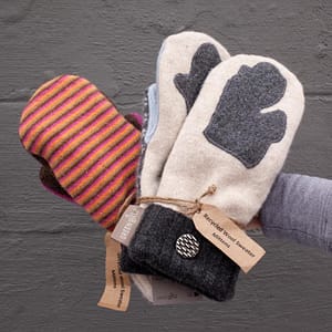 Recycled wool sweater mittens