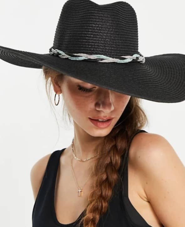 Black fedora straw hat by asos