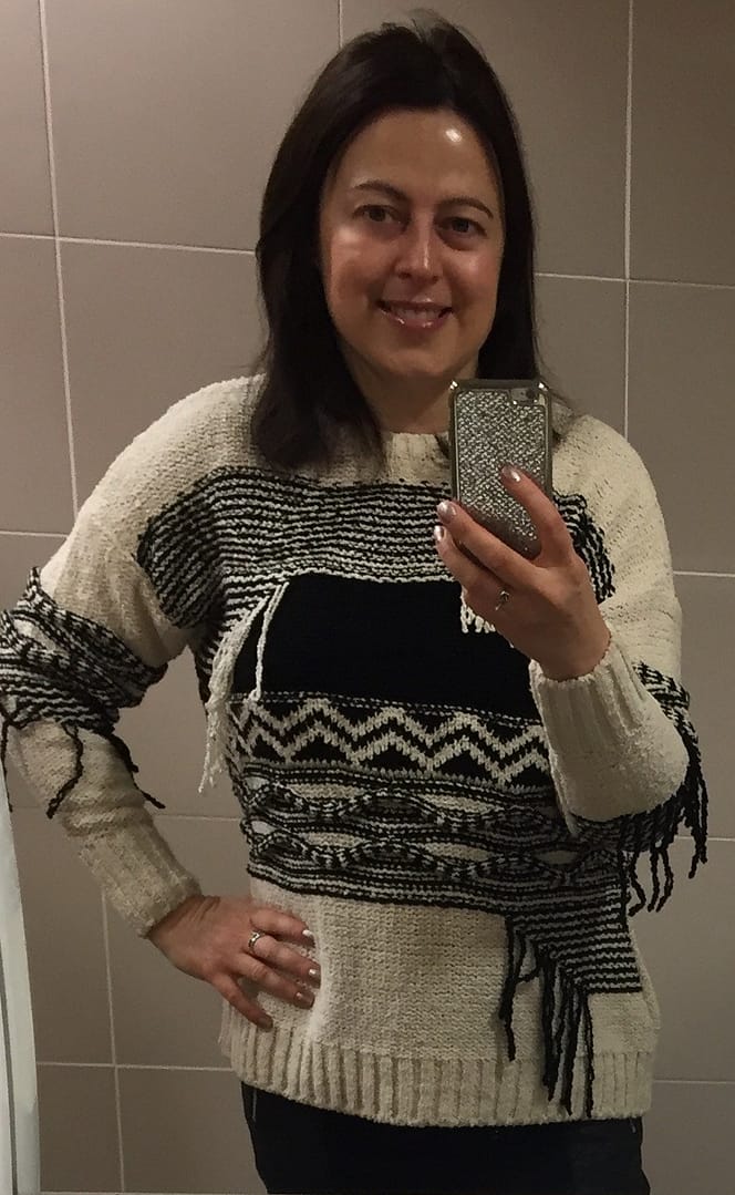 Black & cream print fringe sweater from River Island
