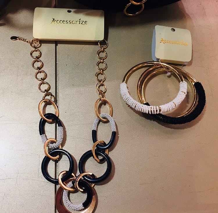 Monochrome, chain link, necklace, bangles, 
