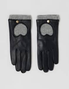 Leather & knit gloves by ASOS