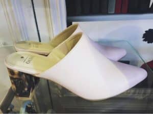 Pale pink tortoise heel mules from Oasis