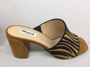 Tiger print block heel mules from Dune